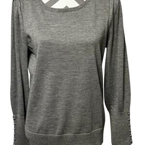 Talbots Light Gray Silver Shimmery Knit Sweater Medium Regency-core